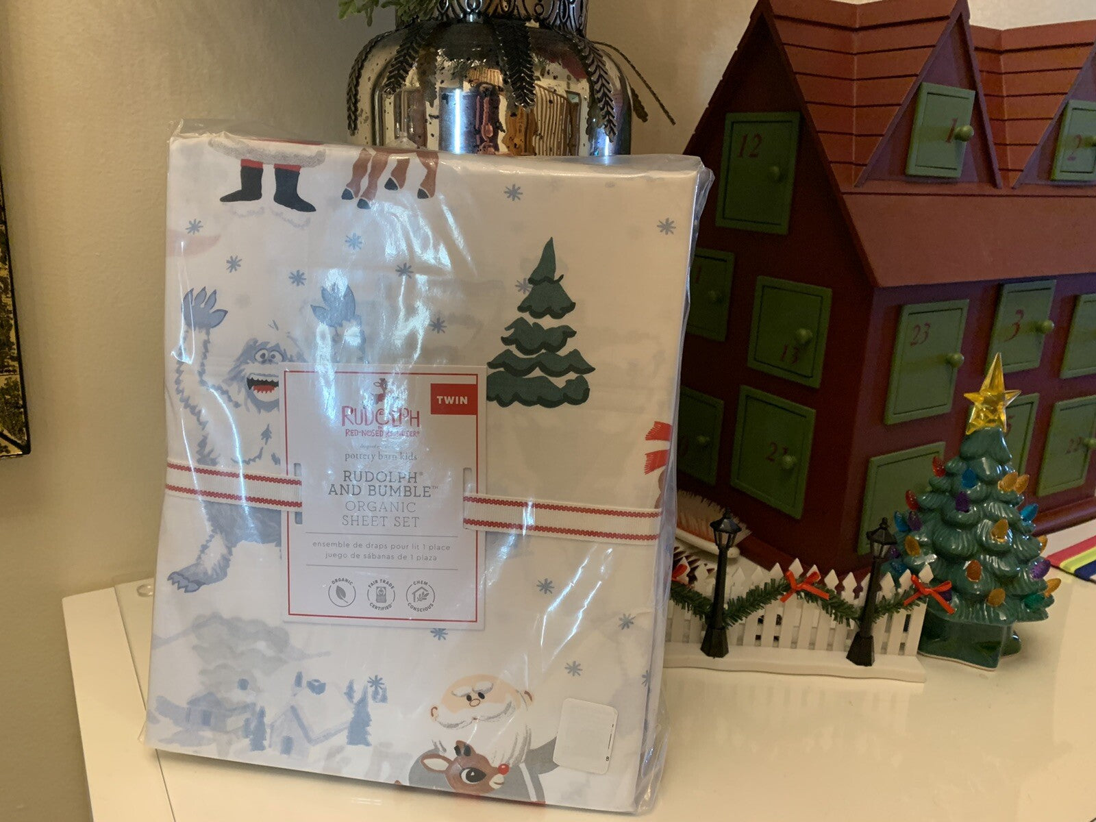 Pottery Barn Bumble Rudolph Reindeer holiday Christmas ORGANIC SHEET SET TWIN -