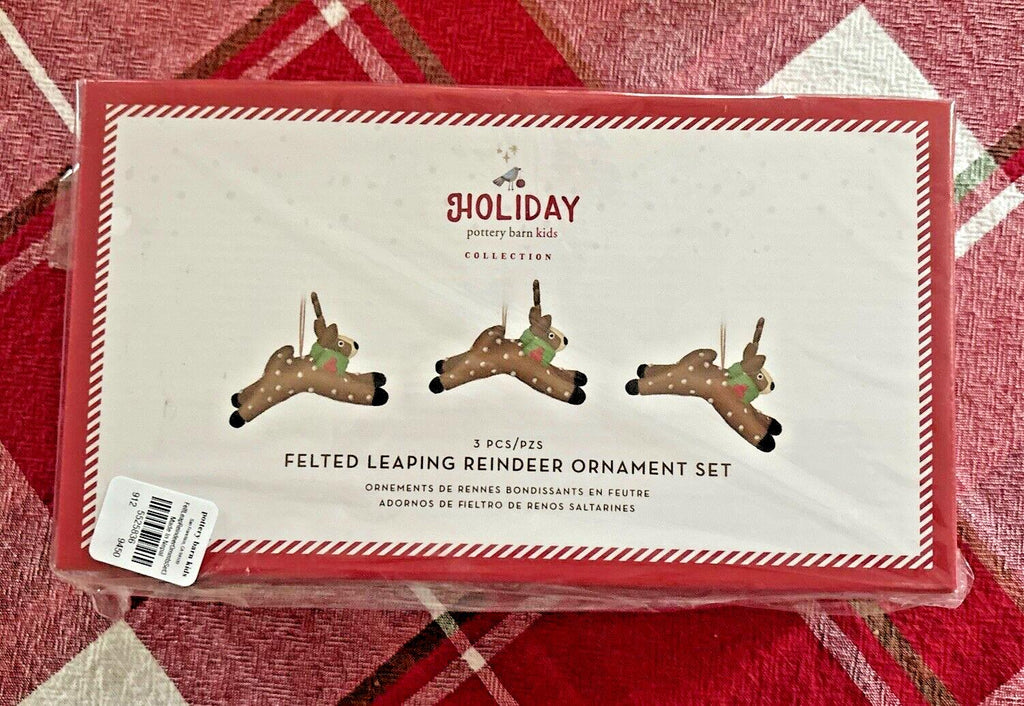 pottery barn holiday reindeer ornament Christmas Felt gift party SET 3 Wool?? ]