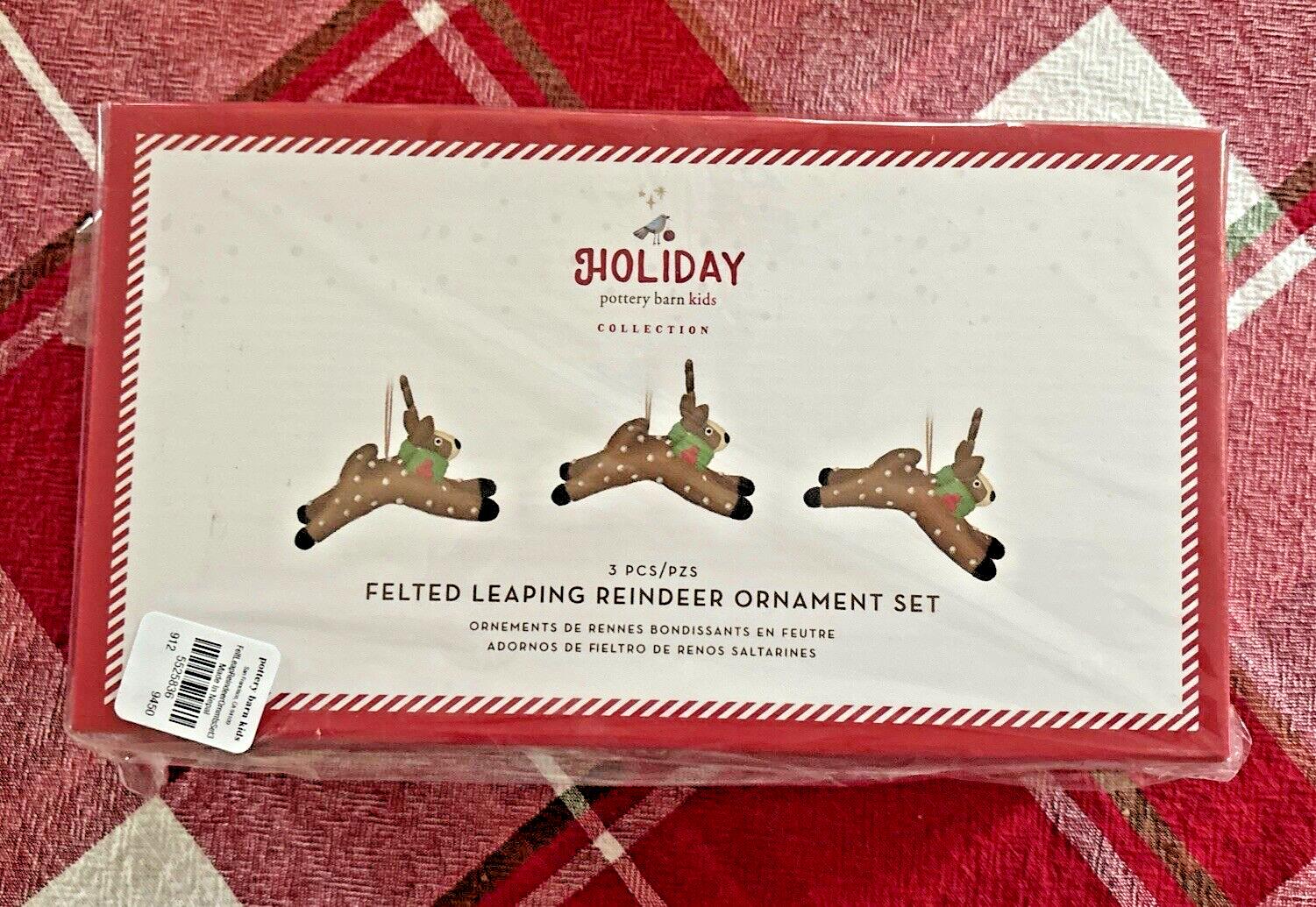 pottery barn holiday reindeer ornament Christmas Felt gift party SET 3 Wool?? ]