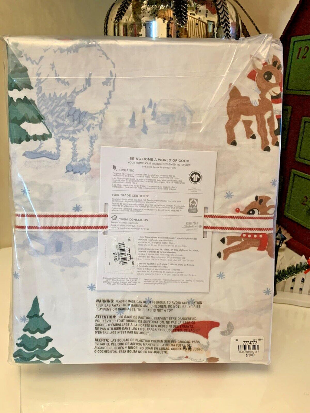 Pottery Barn Bumble Rudolph Reindeer holiday Christmas ORGANIC SHEET SET TWIN -