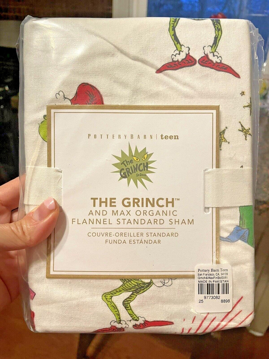 Disney Pottery Barn Grinch Christmas pillow Sham Seuss Holiday Gift party kid -