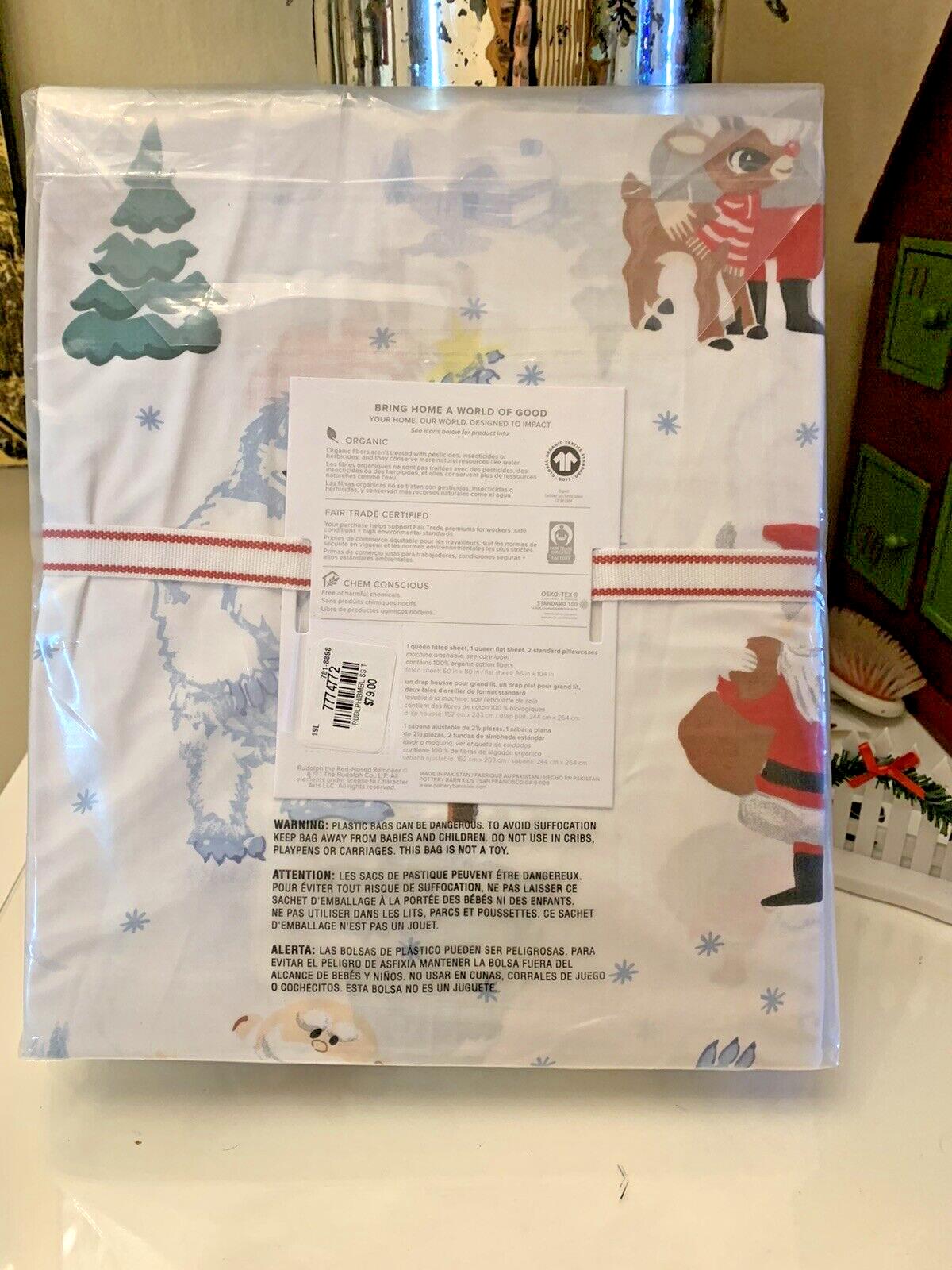 Pottery Barn Bumble Rudolph Reindeer holiday Christmas ORGANIC SHEET SET TWIN -