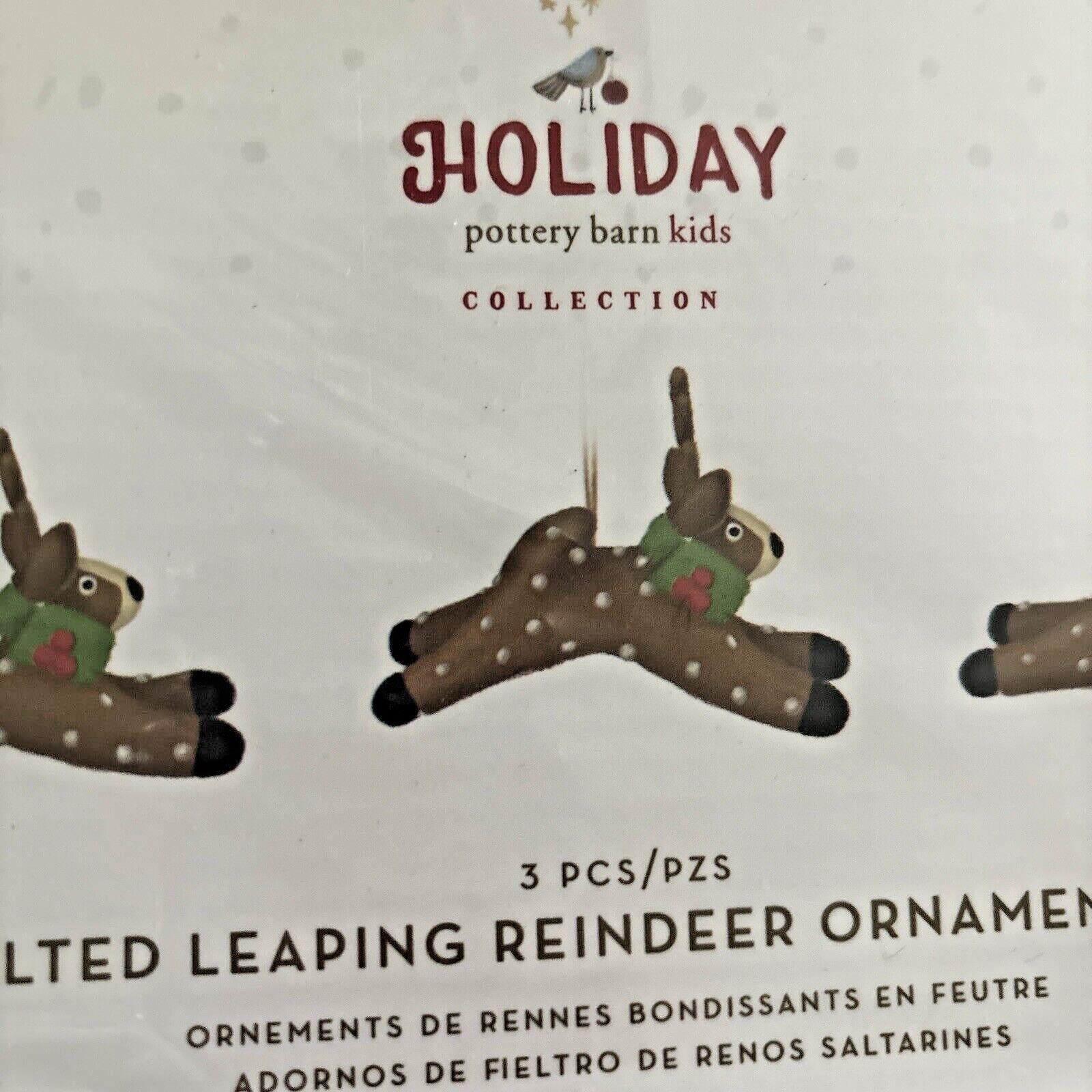 pottery barn holiday reindeer ornament Christmas Felt gift party SET 3 Wool?? ]