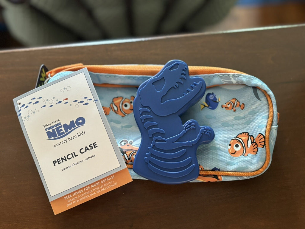 Pottery Barn school NEMO Dinosaur Pencil case bag travel gift shark fish pre k .