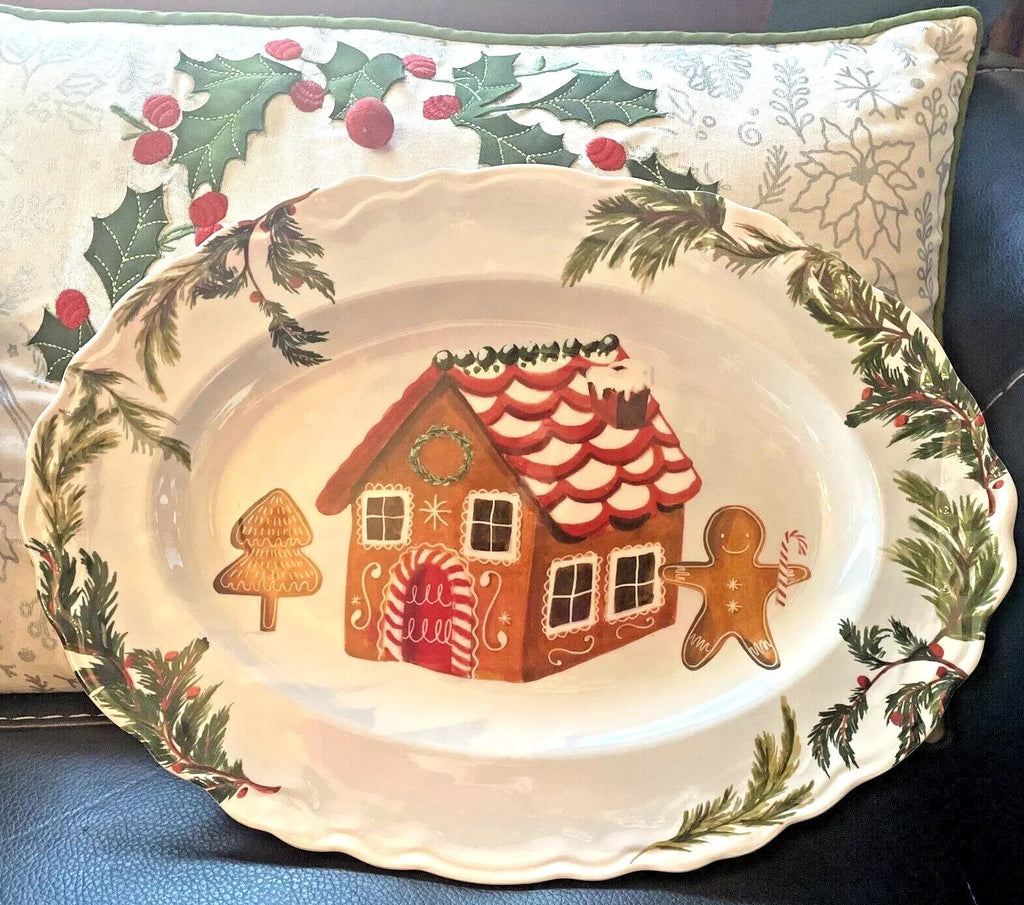 Disney Pottery Barn Holiday Gingerbread platter Christmas party plate tray kid n