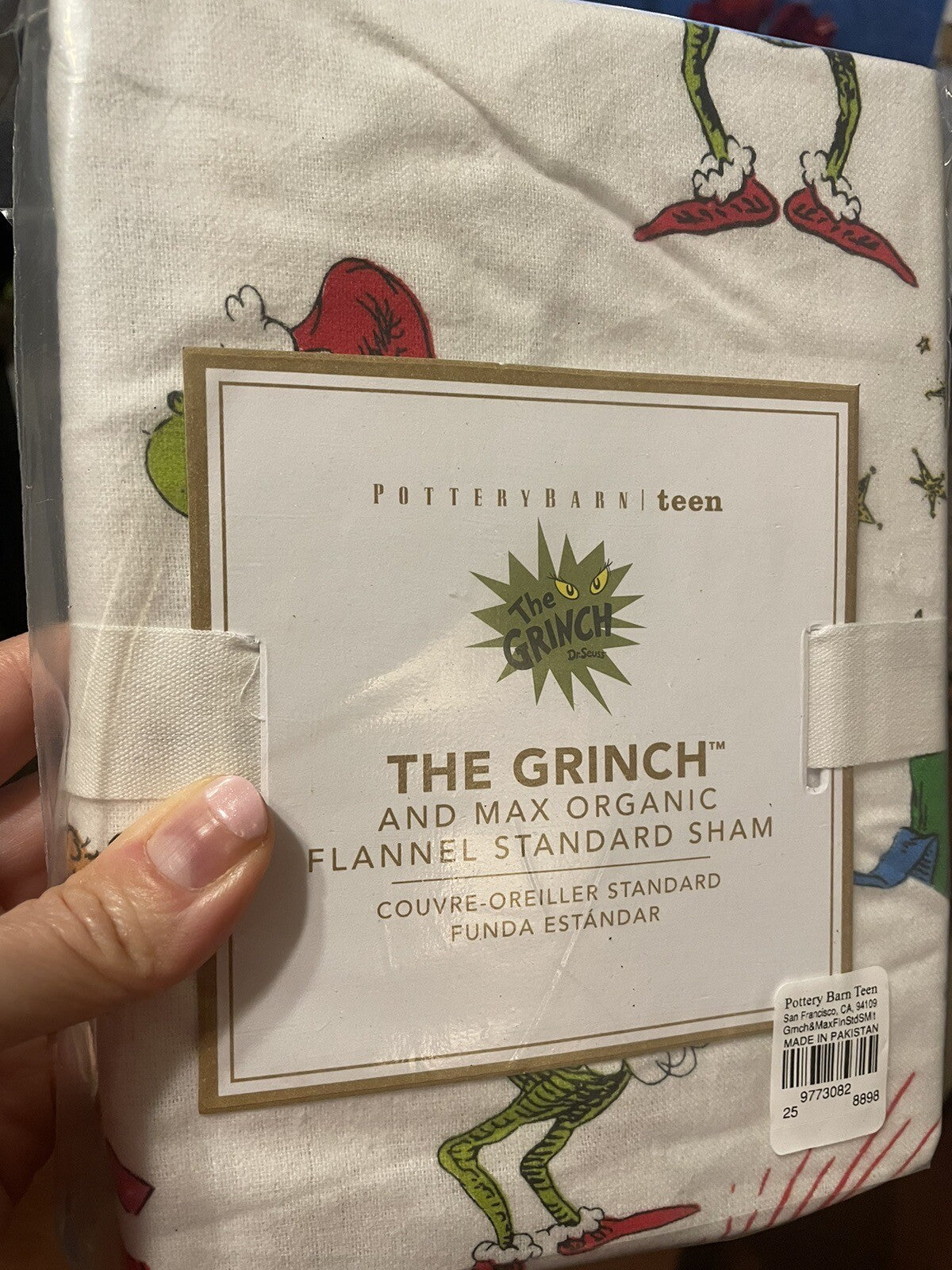Disney Pottery Barn Grinch Christmas pillow Sham Seuss Holiday Gift party kid -