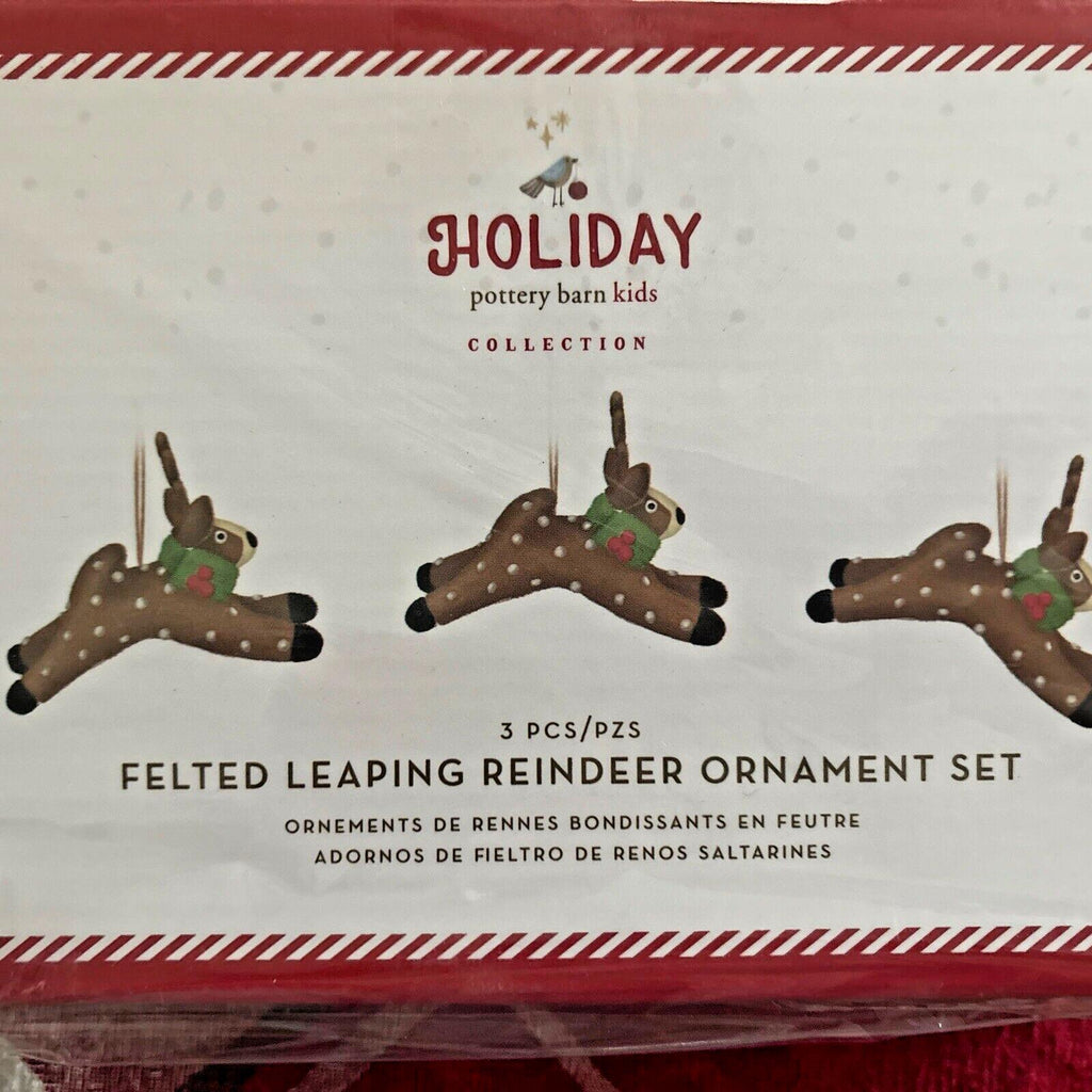 pottery barn holiday reindeer ornament Christmas Felt gift party SET 3 Wool?? ]