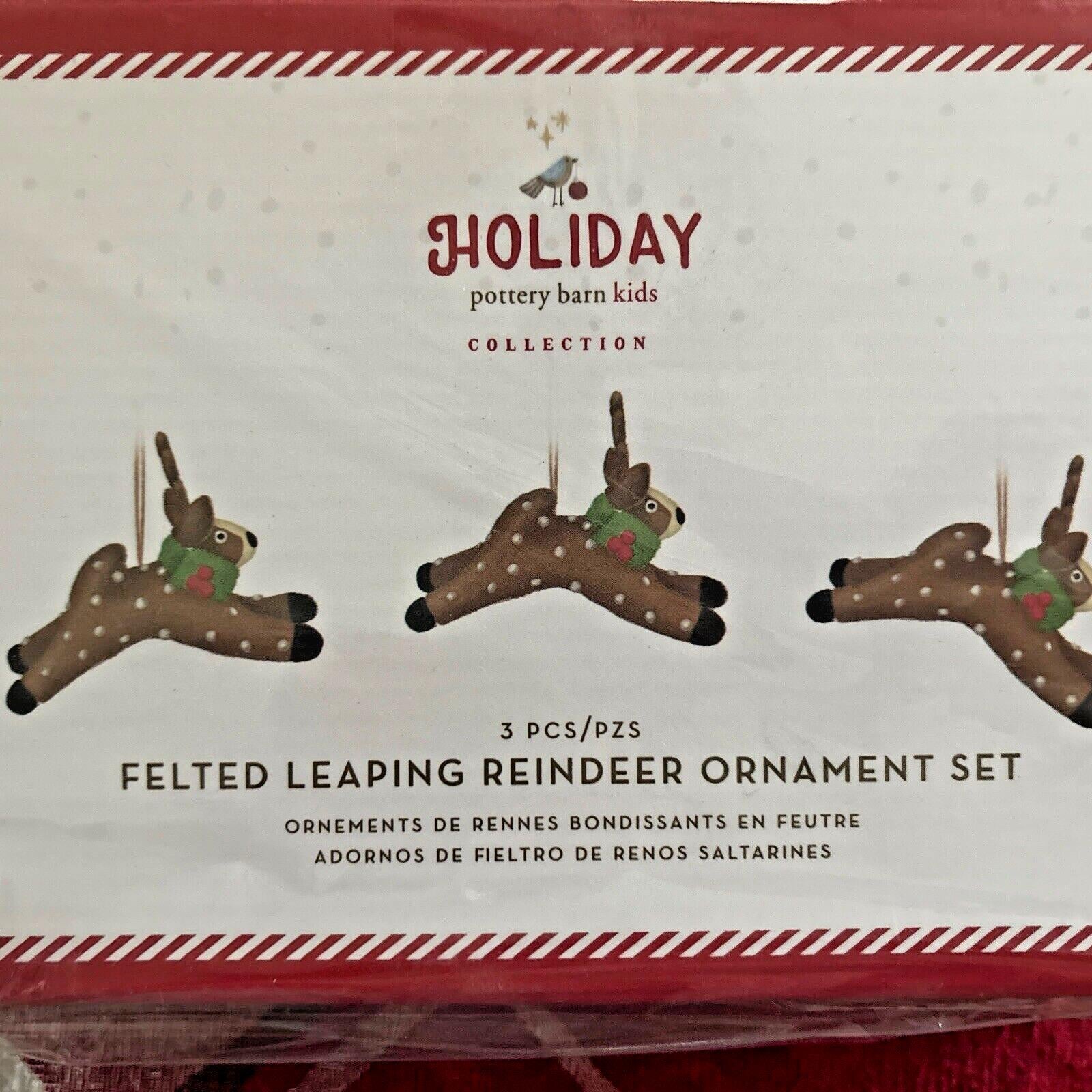 pottery barn holiday reindeer ornament Christmas Felt gift party SET 3 Wool?? ]