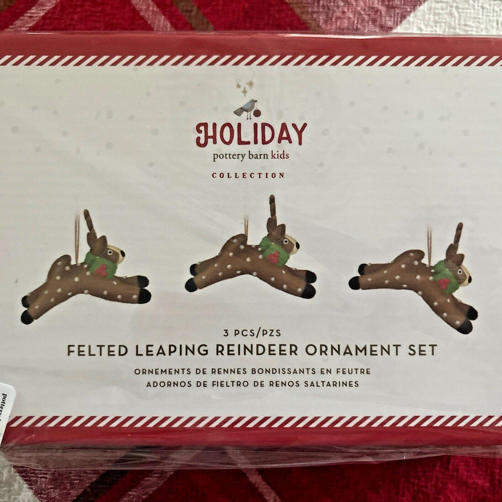pottery barn holiday reindeer ornament Christmas Felt gift party SET 3 Wool?? ]