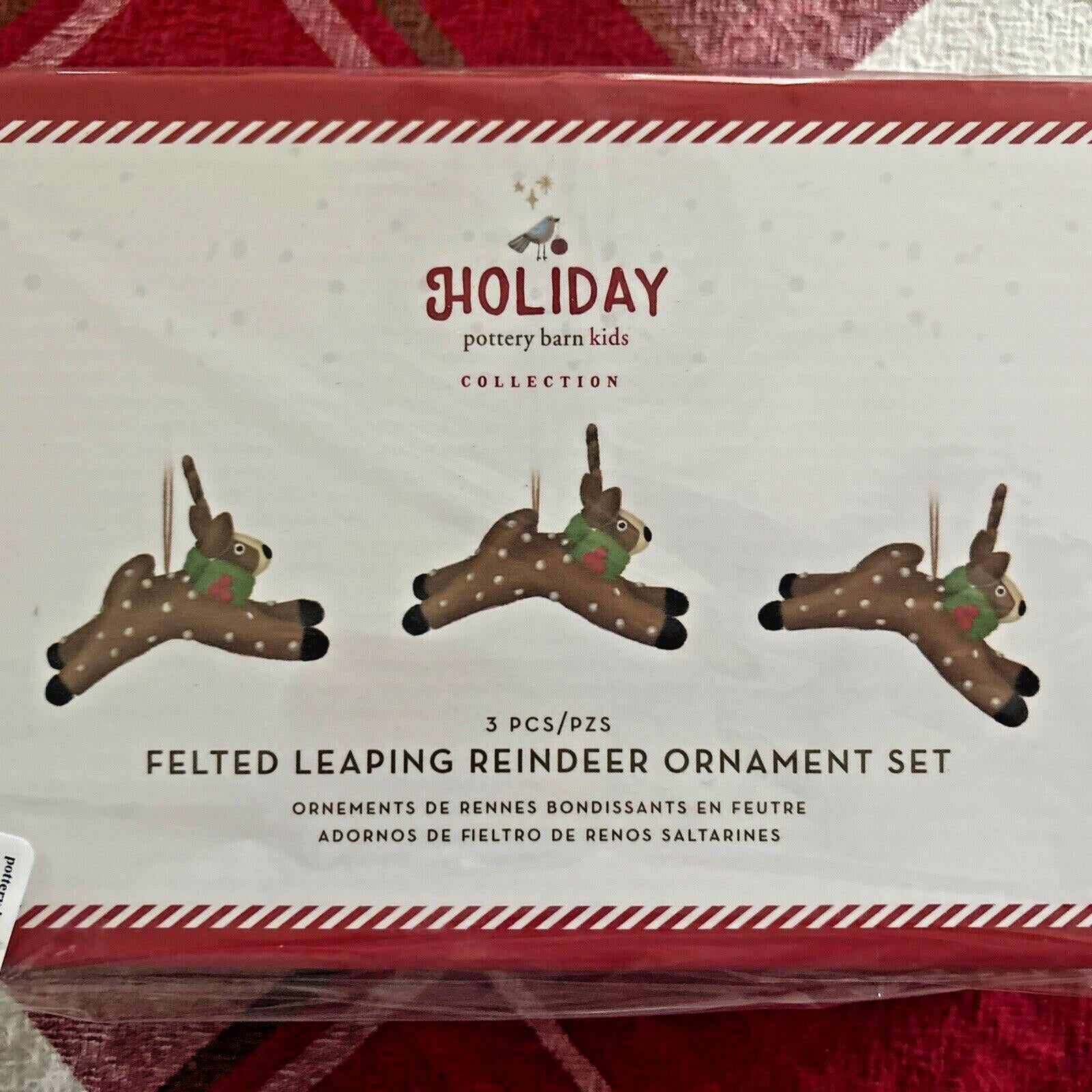 pottery barn holiday reindeer ornament Christmas Felt gift party SET 3 Wool?? ]