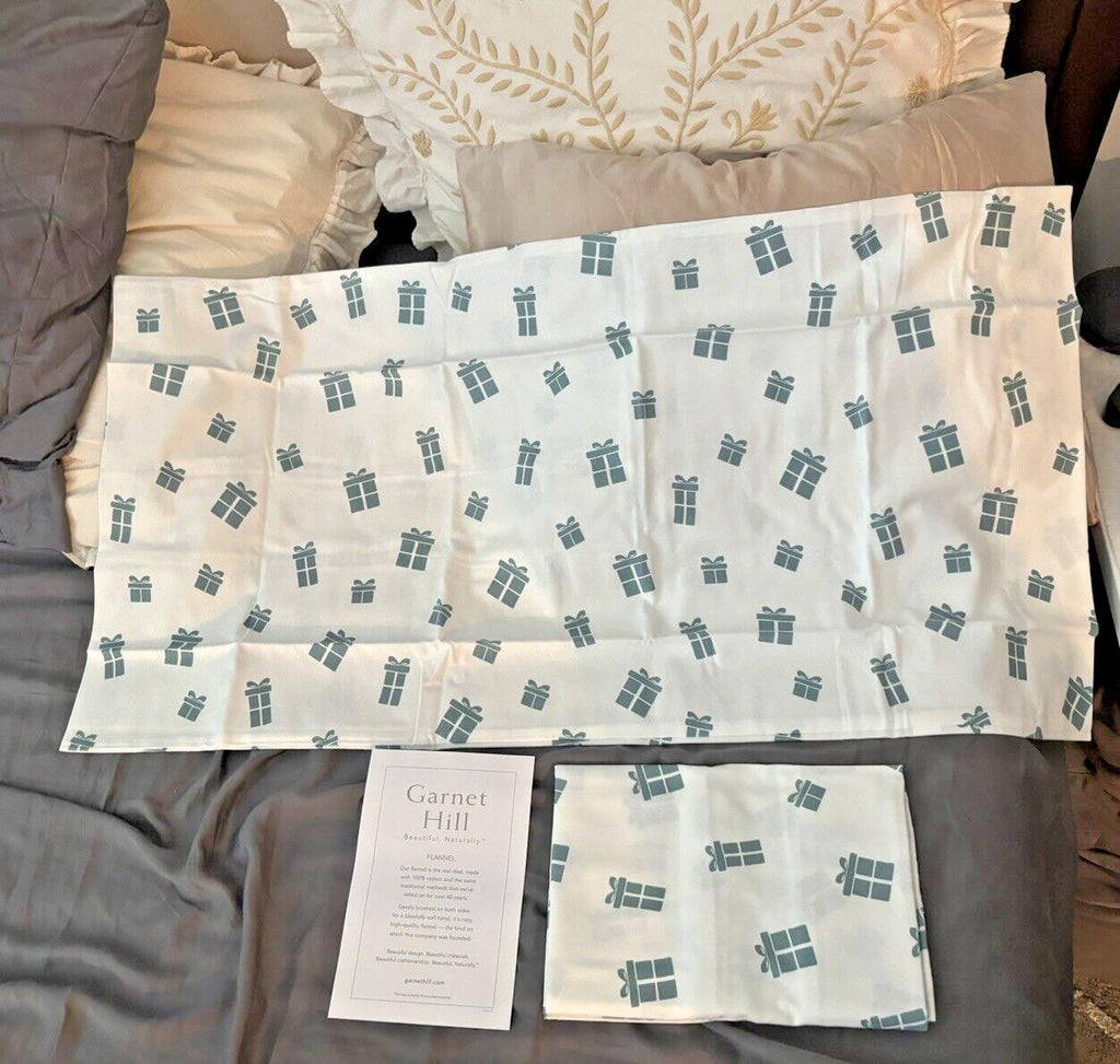 Garnet Hill holiday Winter village Christmas KING gift bed PillowCase SET 2 a