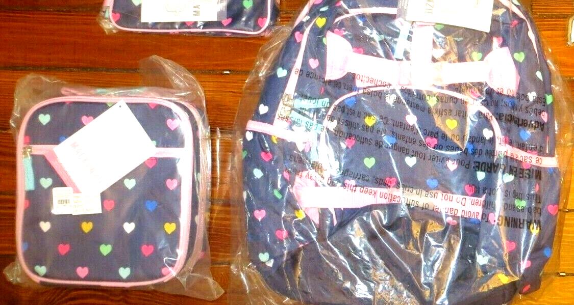 School Pottery barn Disney LARGE BACKPACK LUNCH WATER Heart travel girl bag ?? .