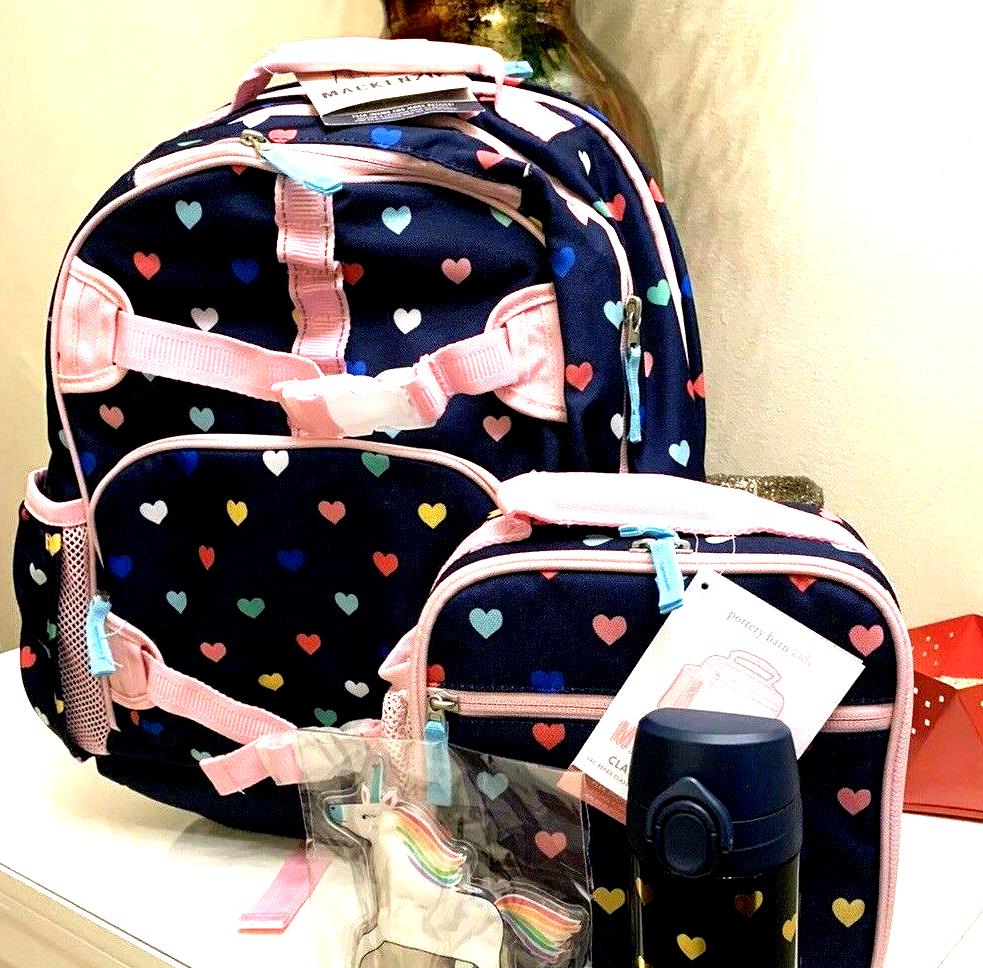 School Pottery barn Disney LARGE BACKPACK LUNCH WATER Heart travel girl bag ?? .
