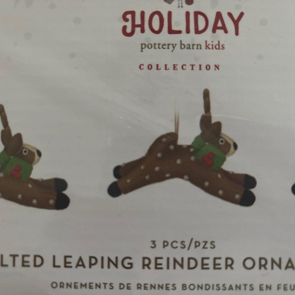pottery barn holiday reindeer ornament Christmas Felt gift party SET 3 Wool?? ]