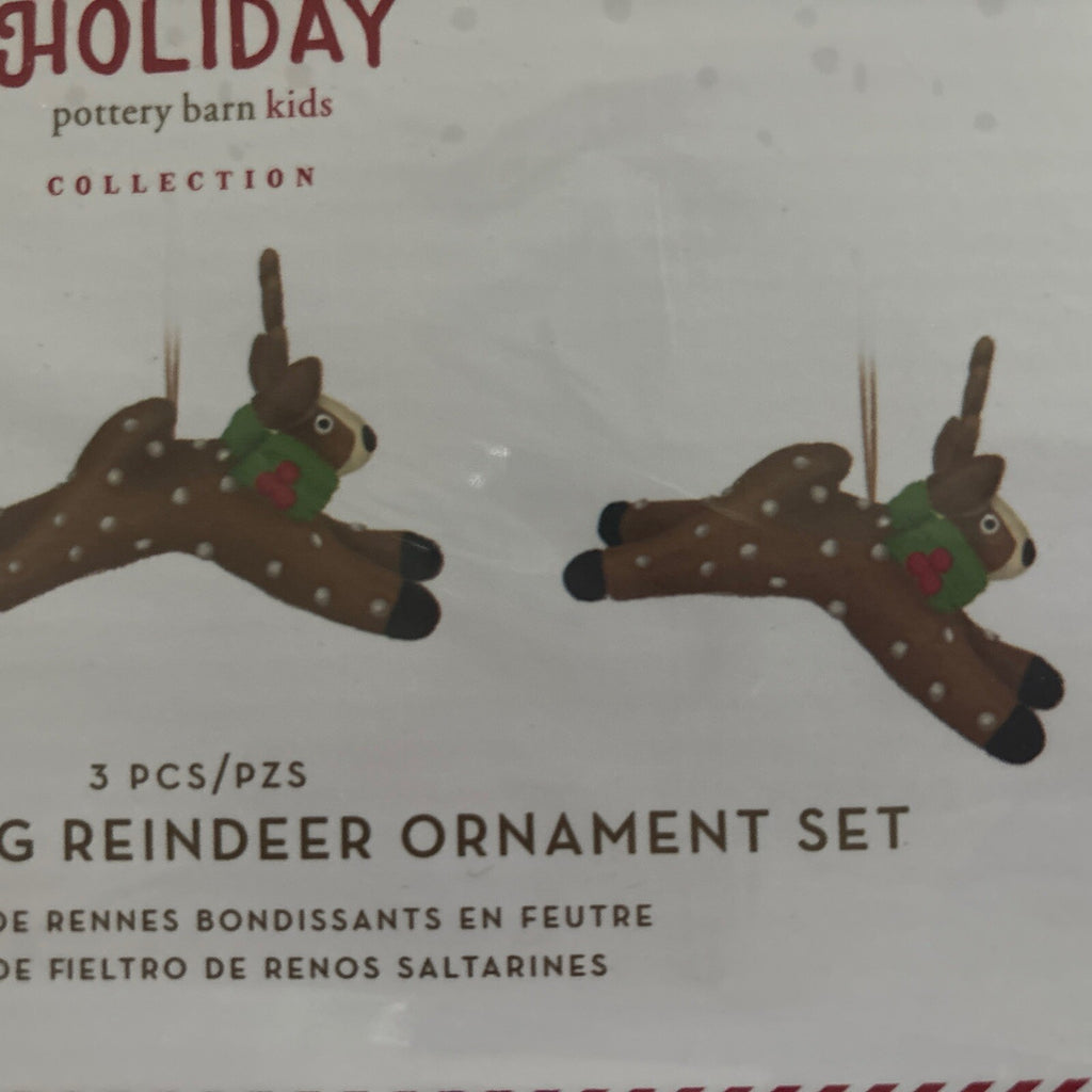 pottery barn holiday reindeer ornament Christmas Felt gift party SET 3 Wool?? ]