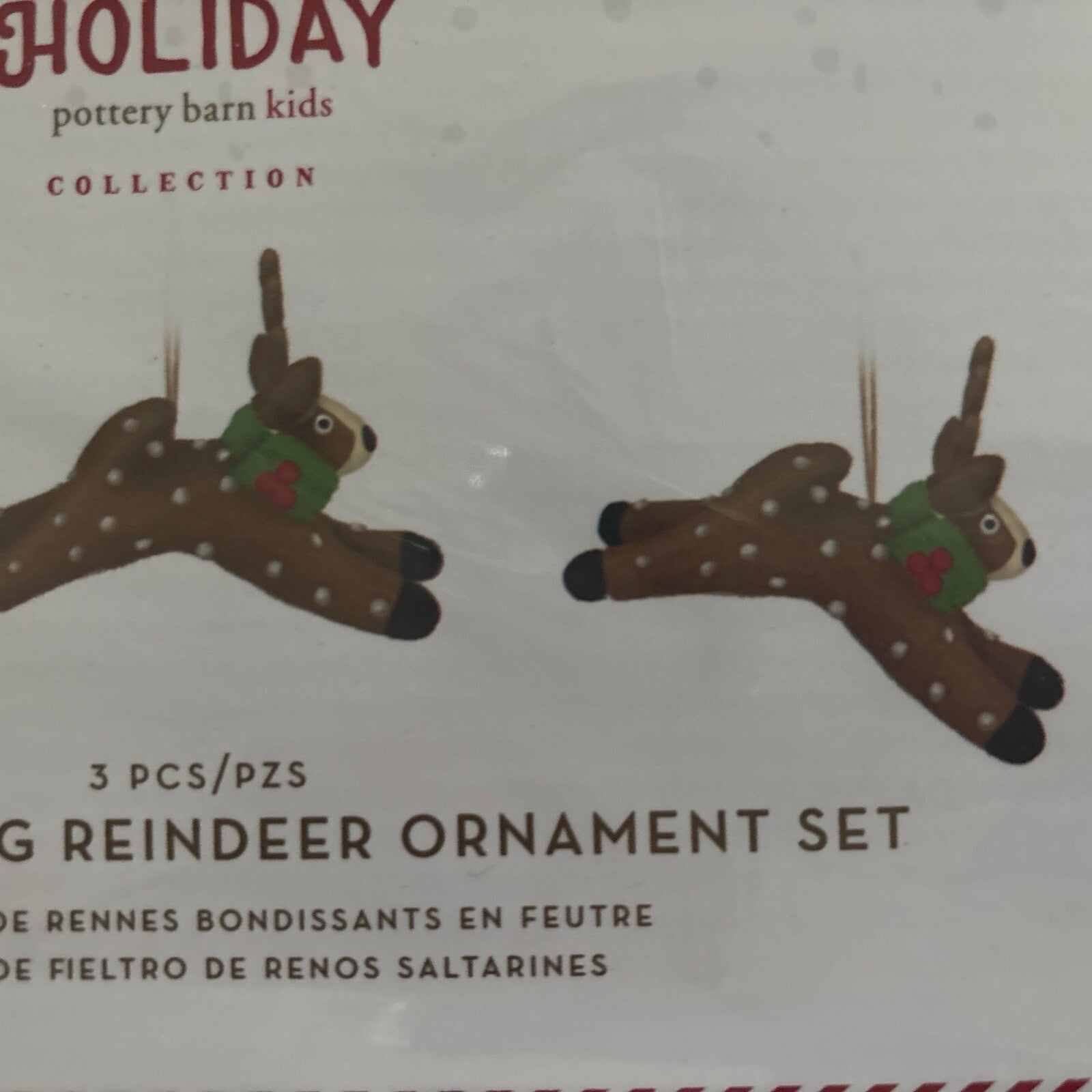 pottery barn holiday reindeer ornament Christmas Felt gift party SET 3 Wool?? ]