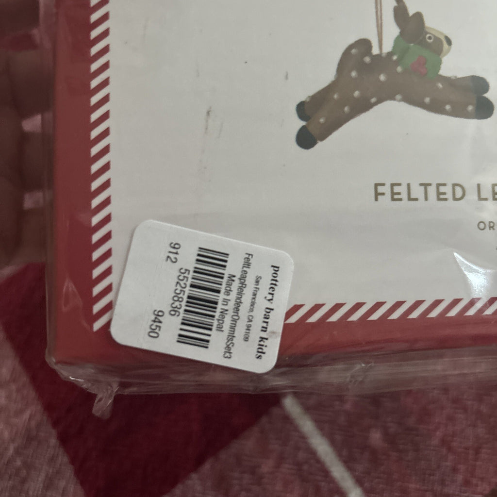 pottery barn holiday reindeer ornament Christmas Felt gift party SET 3 Wool?? ]