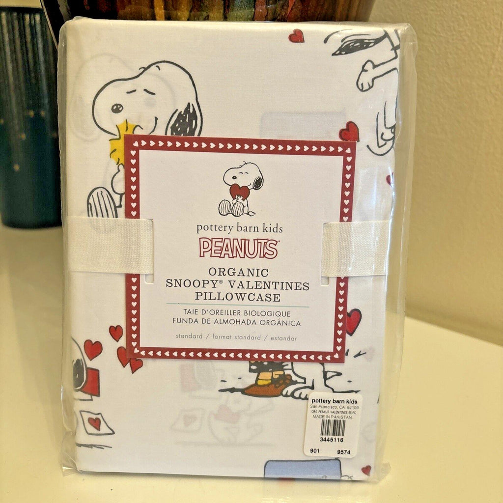 Snoopy Peanuts Pottery Barn PILLOWCASE holiday kid Disney heart Valentine ?? \