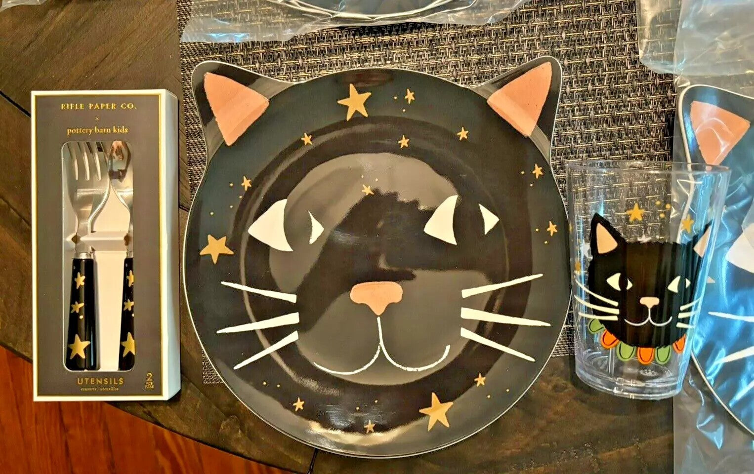 Pottery Barn Disney Halloween Holiday party black cat Dinner kids party SET 12 n