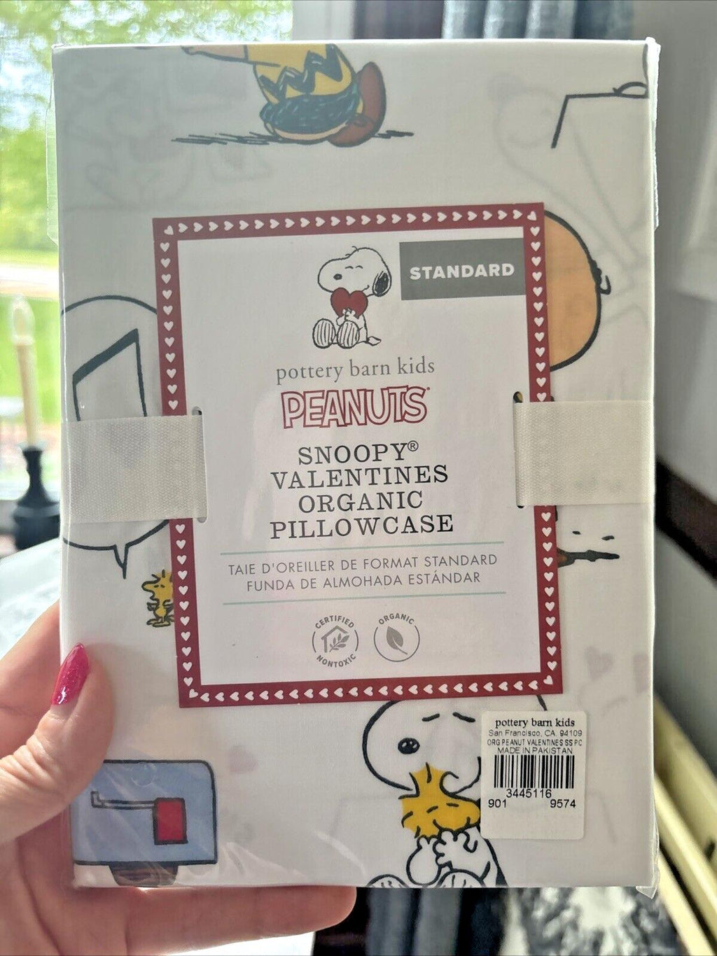Snoopy Peanuts Pottery Barn PILLOWCASE holiday kid Disney heart Valentine ?? \