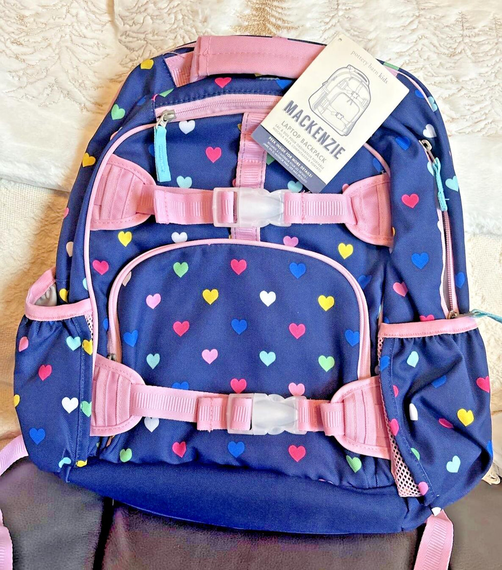Disney School Pottery barn LARGE Backpack Travel Bag Rainbow heart + Water ?? ]