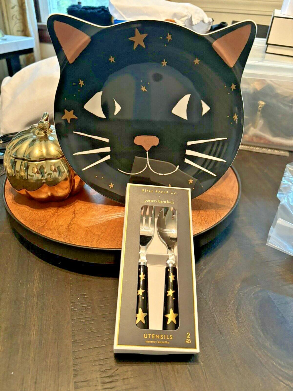 Pottery Barn Disney Halloween Holiday party black cat Dinner kids party SET 12 n