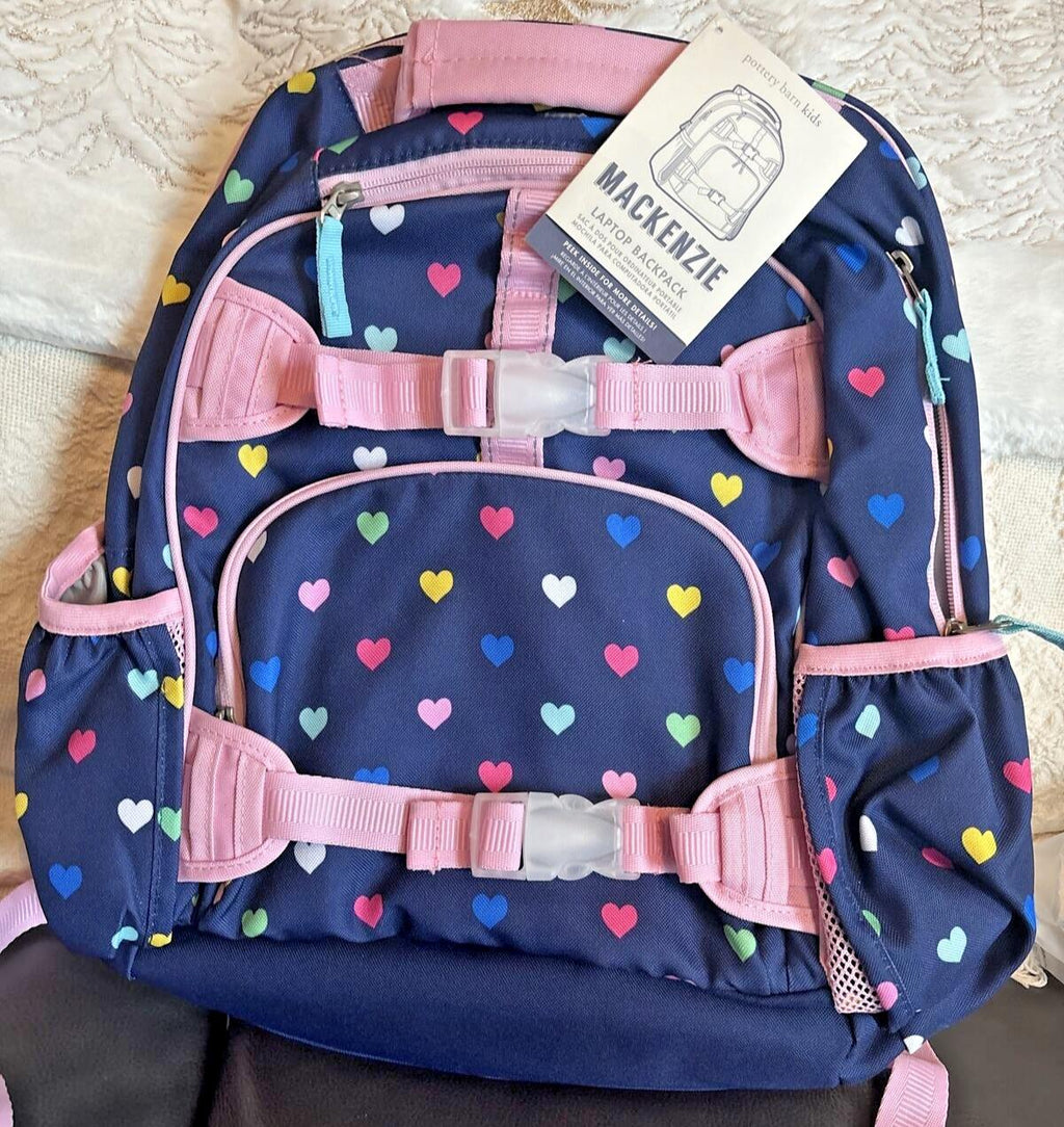 Disney School Pottery barn LARGE Backpack Travel Bag Rainbow heart + Water ?? ]