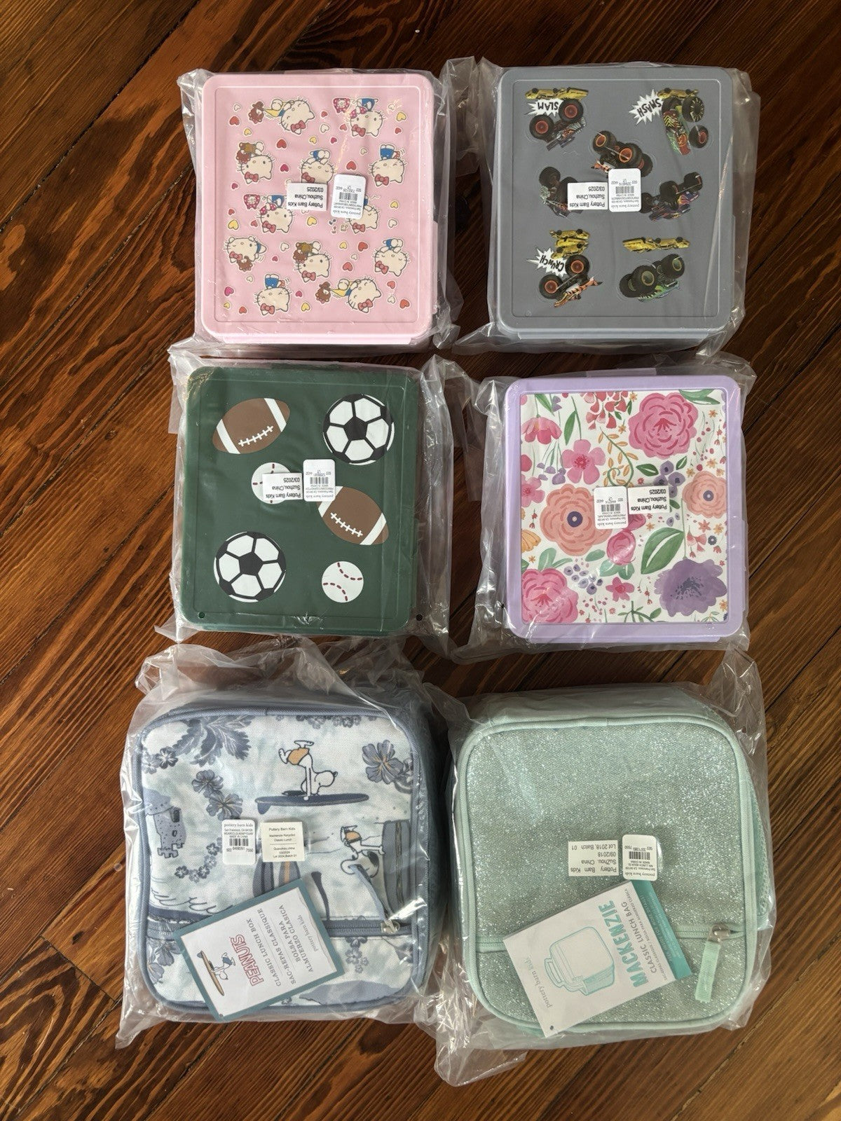 Pottery barn school LUNCH BOX+BENTO+ UTENSIL SET travel hot wheels floral Kitty
