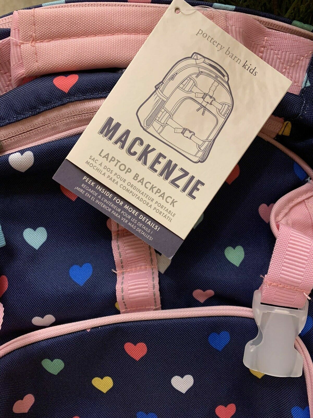Disney School Pottery barn LARGE Backpack Travel Bag Rainbow heart + Water ?? ]