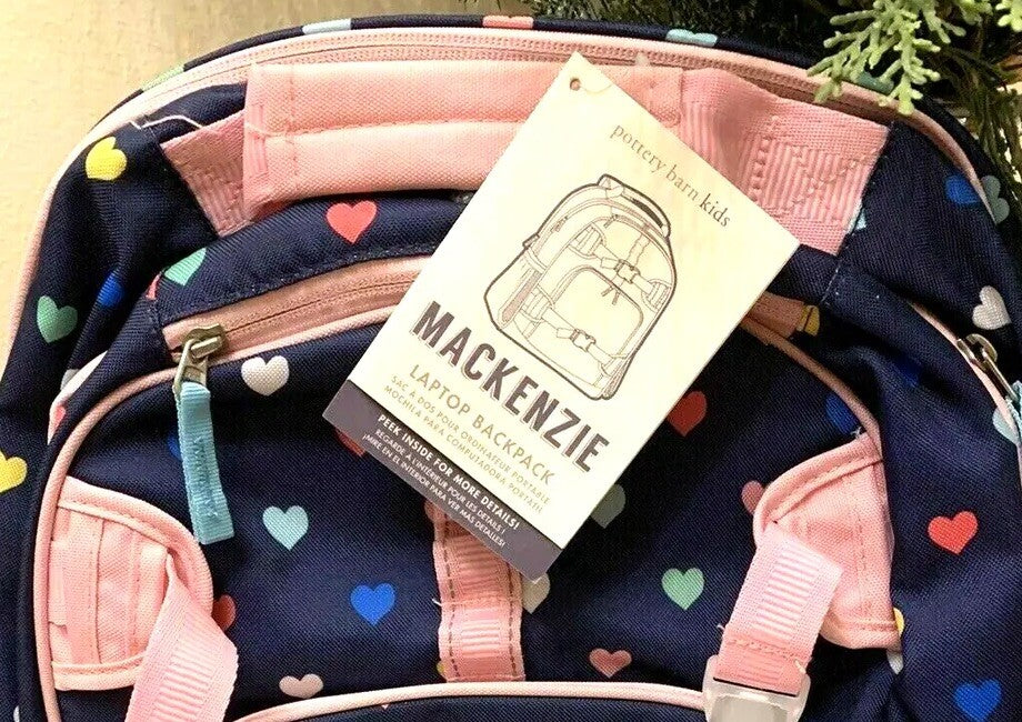 Disney School Pottery barn LARGE Backpack Travel Bag Rainbow heart + Water ?? ]