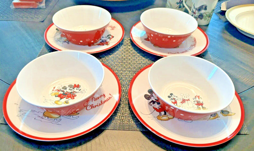 Pottery Barn Holiday Mickey Mouse Disney Christmas Dinner party school SET 8 a