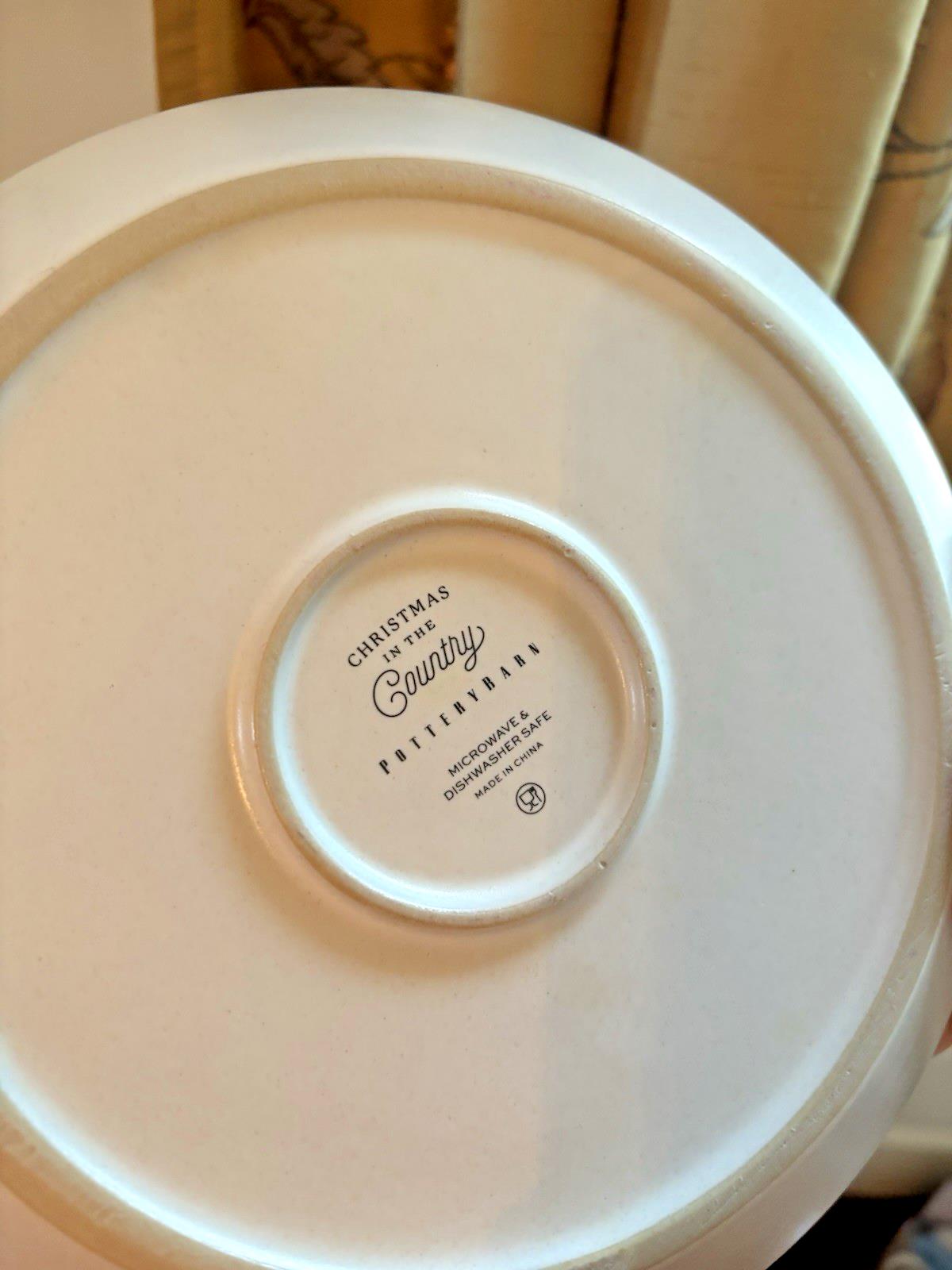 pottery barn Christmas Country Santa holiday Snowman gift kid Salad plate SET 4n
