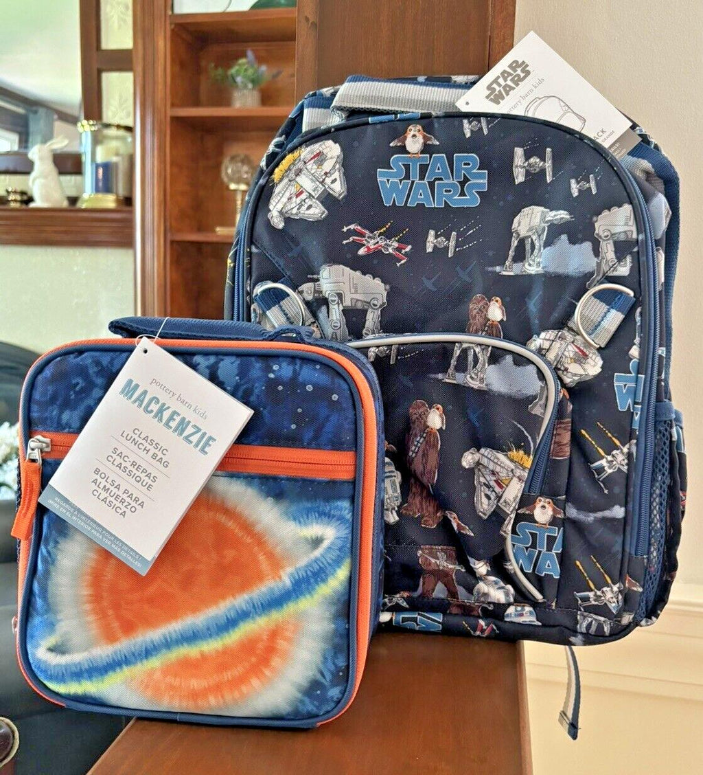 Disney School Pottery barn STAR WARS BACKPACK Solo+Lunch Box Bag Jedi Droid ?? 1
