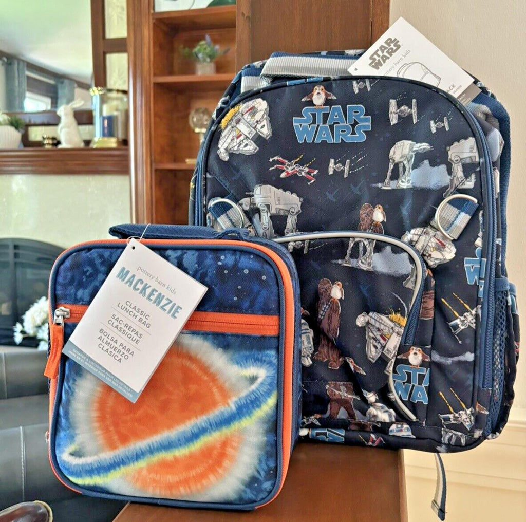 Disney School Pottery barn STAR WARS BACKPACK Solo+Lunch Box Bag Jedi Droid ?? 1