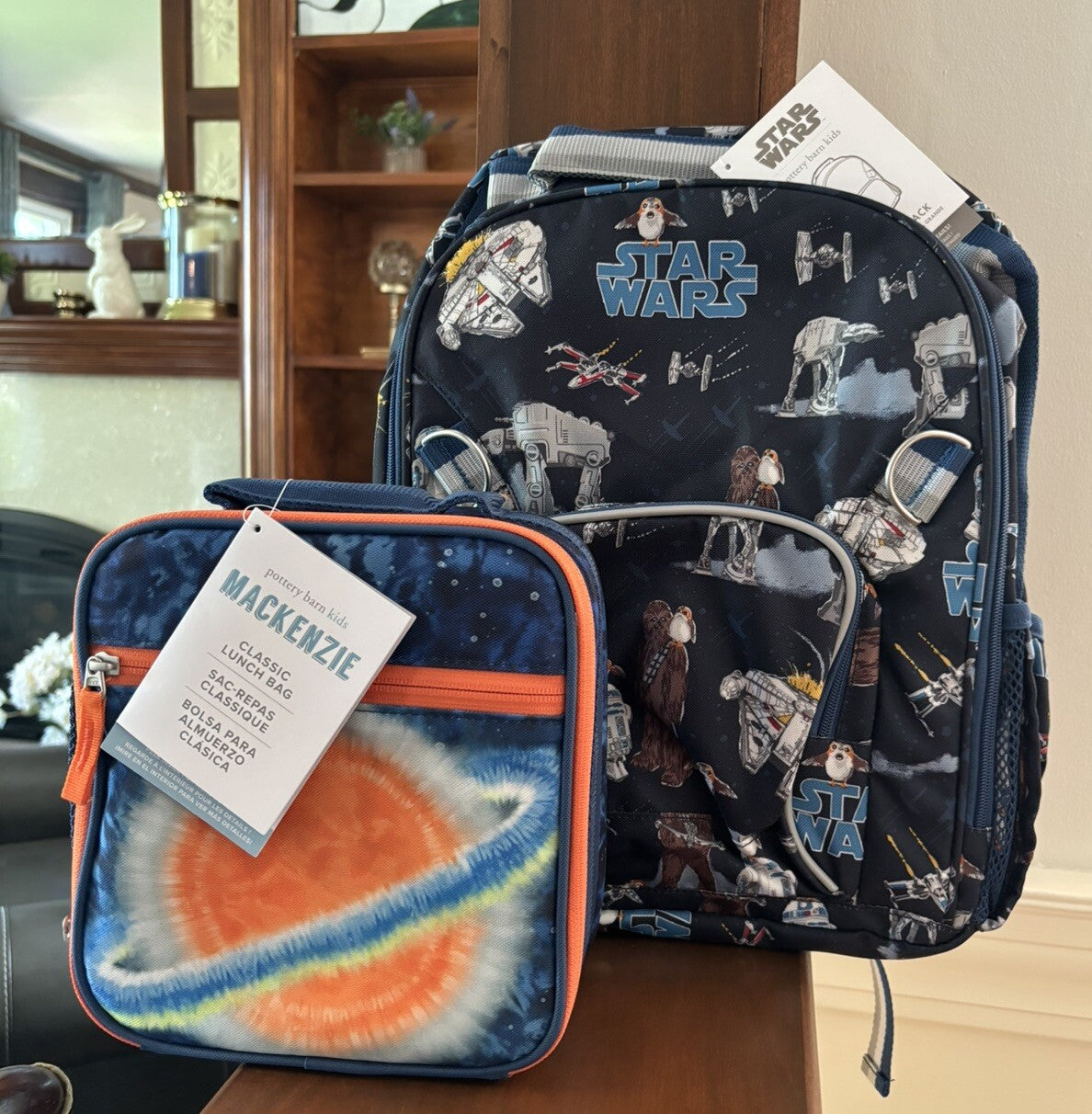 Disney School Pottery barn STAR WARS BACKPACK Solo+Lunch Box Bag Jedi Droid ?? 1