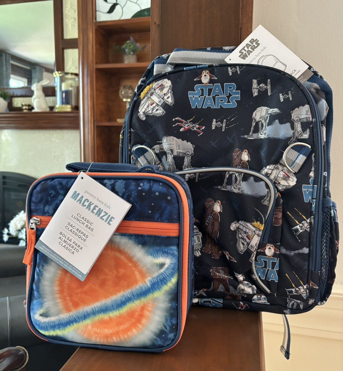 Disney School Pottery barn STAR WARS BACKPACK Solo+Lunch Box Bag Jedi Droid ?? 1