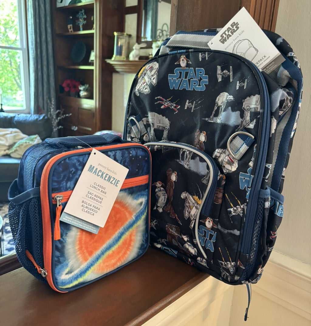 Disney School Pottery barn STAR WARS BACKPACK Solo+Lunch Box Bag Jedi Droid ?? 1