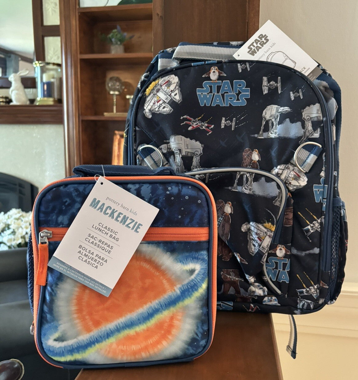 Disney School Pottery barn STAR WARS BACKPACK Solo+Lunch Box Bag Jedi Droid ?? 1