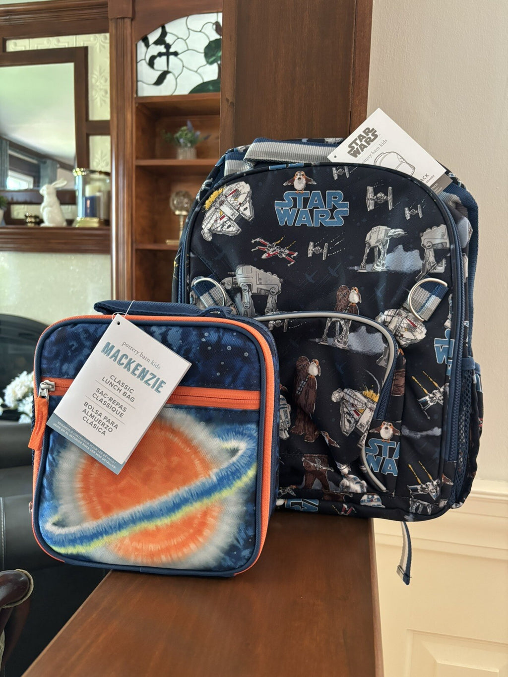 Disney School Pottery barn STAR WARS BACKPACK Solo+Lunch Box Bag Jedi Droid ?? 1