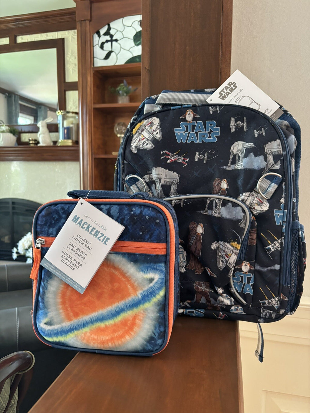Disney School Pottery barn STAR WARS BACKPACK Solo+Lunch Box Bag Jedi Droid ?? 1