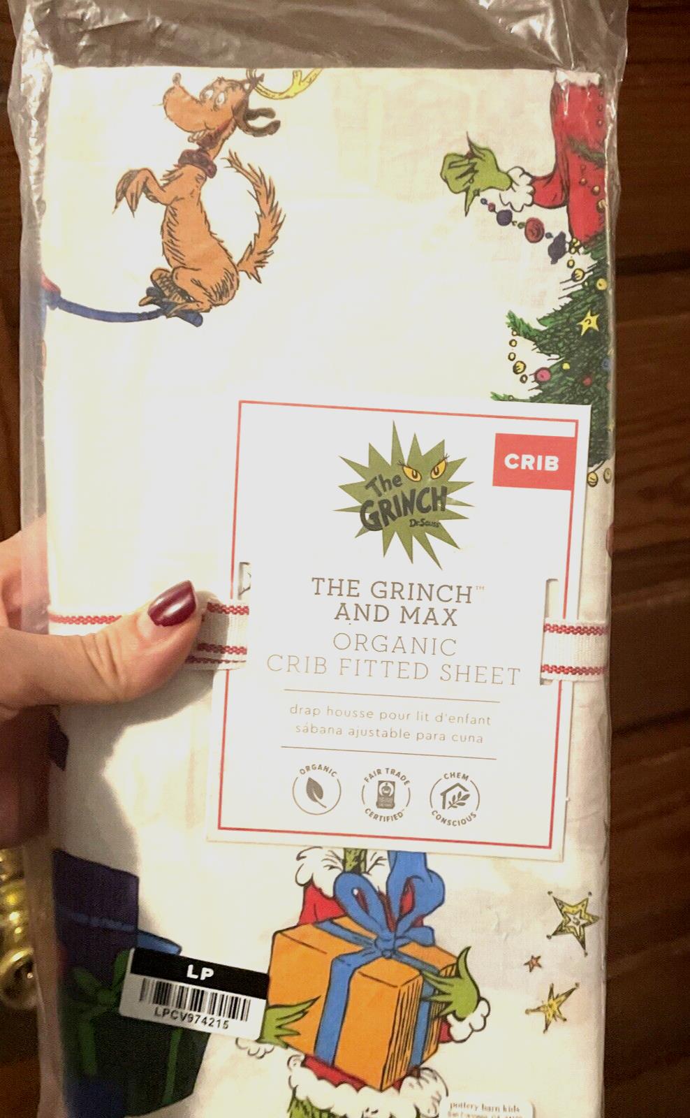 Disney Pottery Barn GRINCH CRIB TODDLER bed SHEET holiday Christmas gift Seuss -