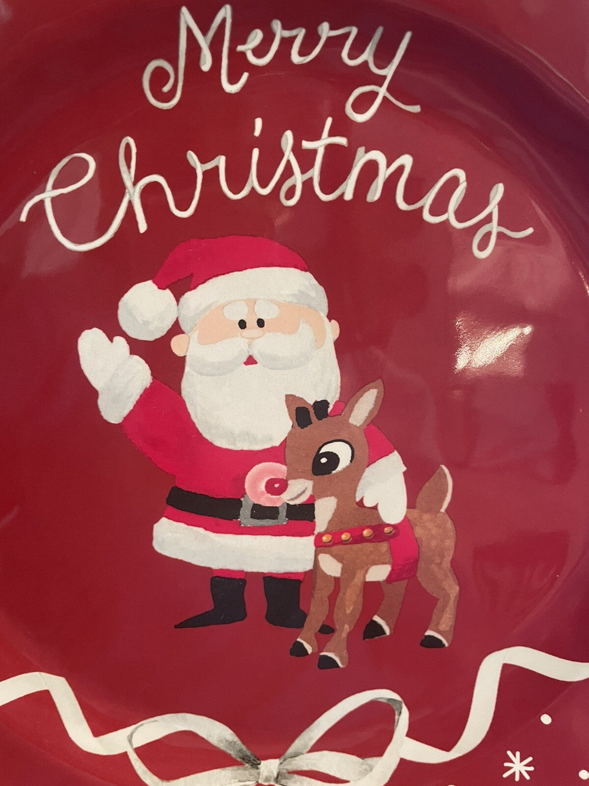 Disney Pottery Barn holiday Plate Rudolph Santa Christmas party birthday SET 4