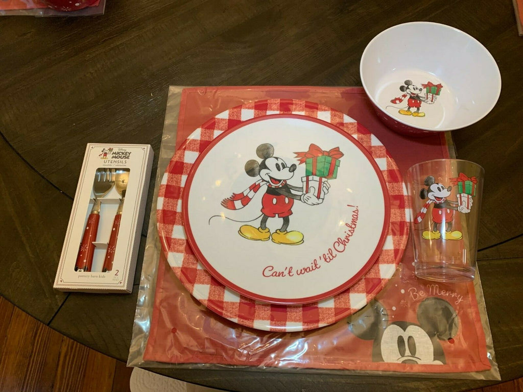 Pottery Barn Mickey Mouse Holiday Disney Christmas Dinner party school SET 8 -