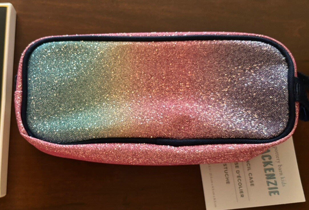 Pottery barn School diseny Rainbow Glitter OMBRE pencil CASE bag girl gift ??
