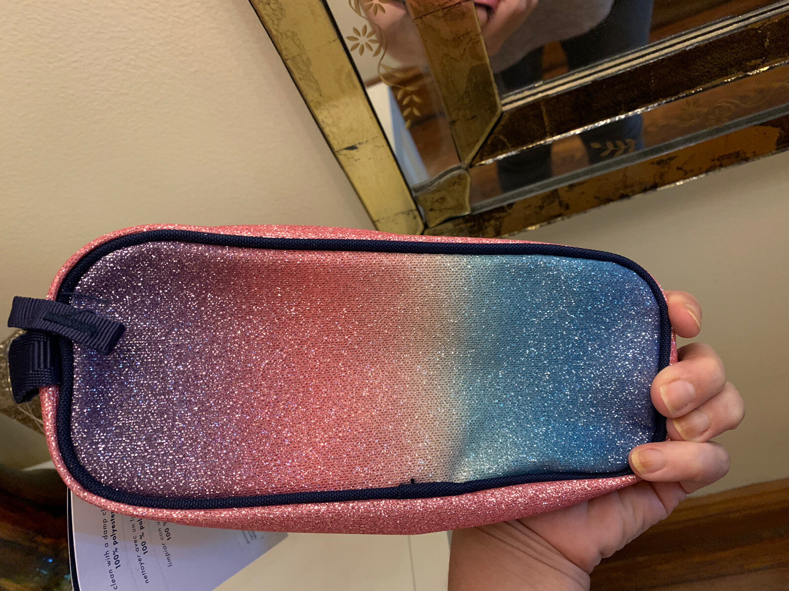 Pottery barn School diseny Rainbow Glitter OMBRE pencil CASE bag girl gift ??