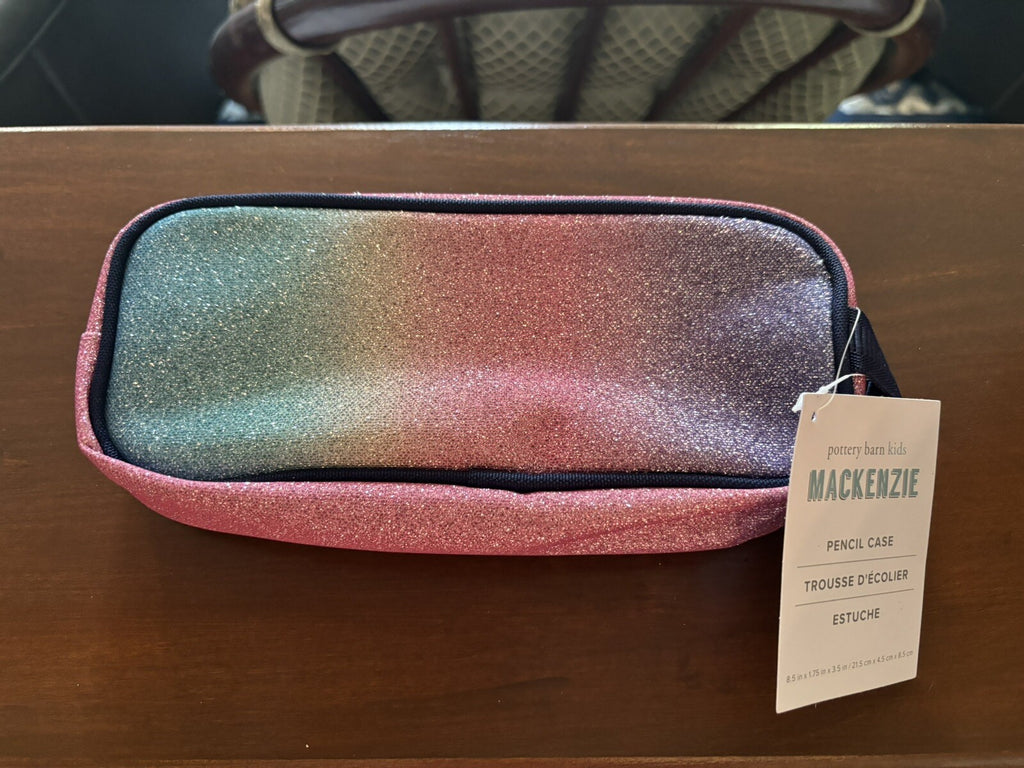 Pottery barn School diseny Rainbow Glitter OMBRE pencil CASE bag girl gift ??
