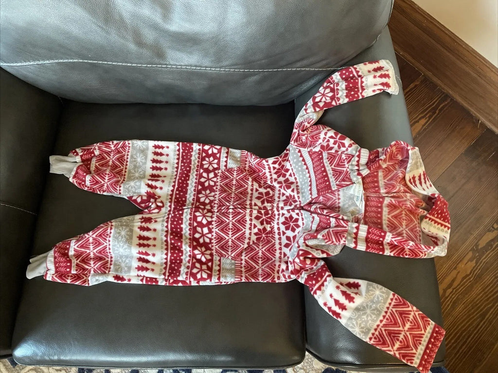 Garnet Hill pajama sleep pj 1 piece party birthday kid family Snowflake red b