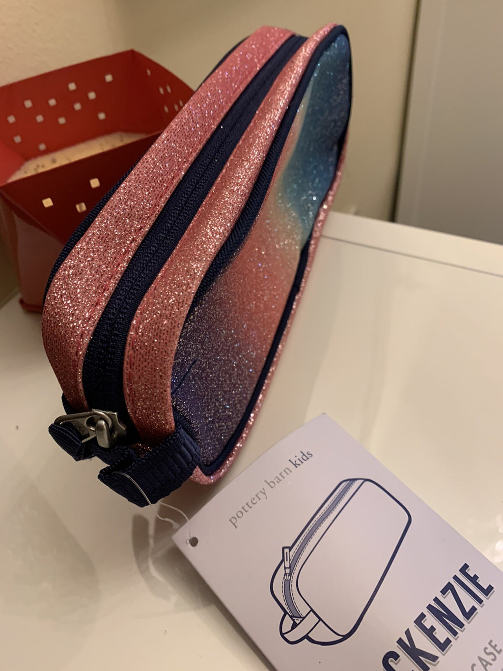 Pottery barn School diseny Rainbow Glitter OMBRE pencil CASE bag girl gift ??