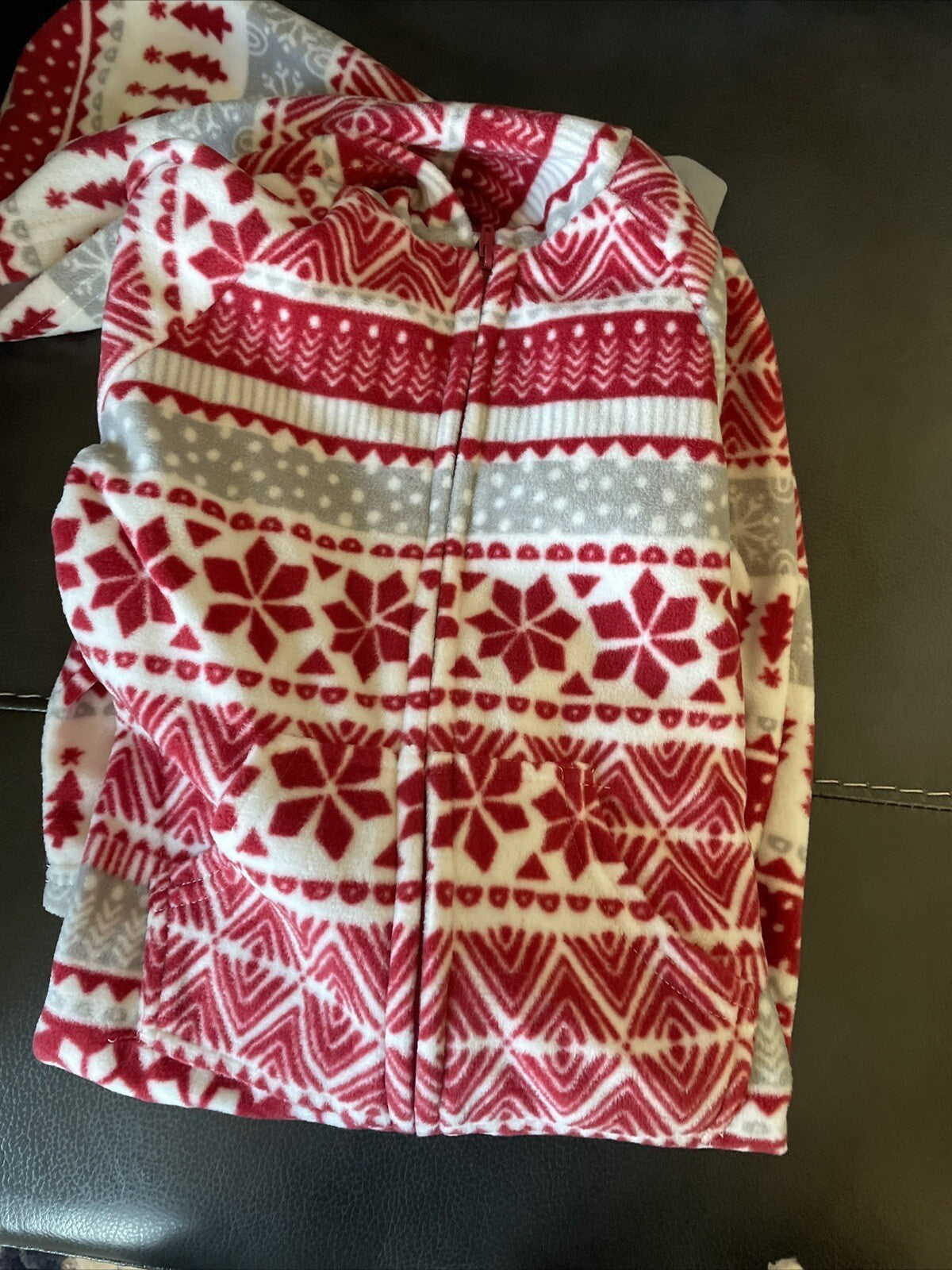 Garnet Hill pajama sleep pj 1 piece party birthday kid family Snowflake red b