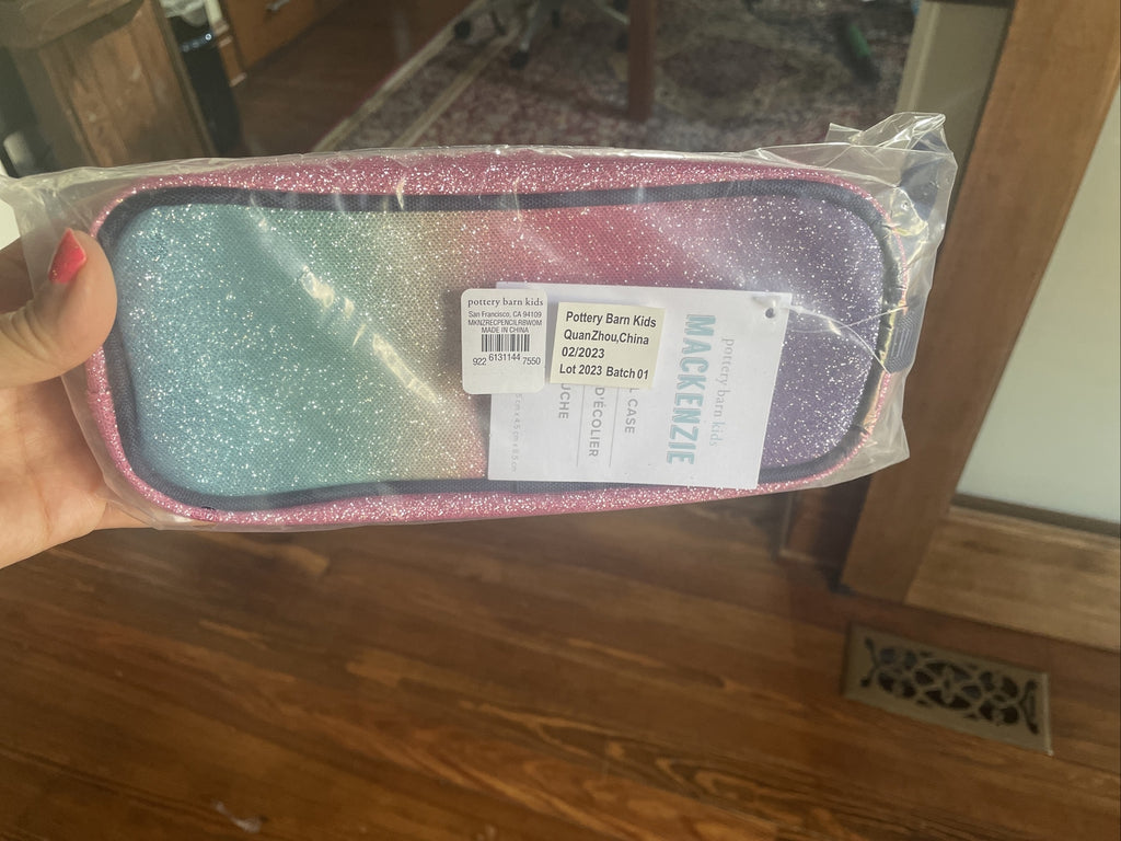 Pottery barn School diseny Rainbow Glitter OMBRE pencil CASE bag girl gift ??